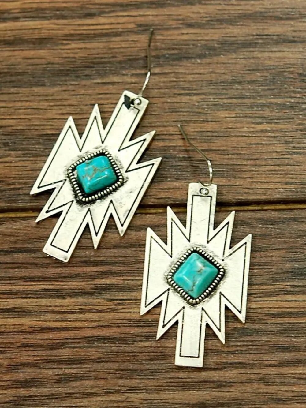 Western Turquoise Aztec Earrings Boho Rodeo Southwestern Statement Dangle